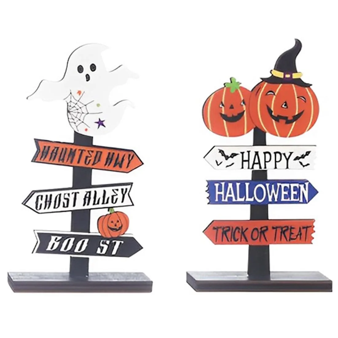 Halloween Wooden Ornaments - Pumpkin & Ghost Decor