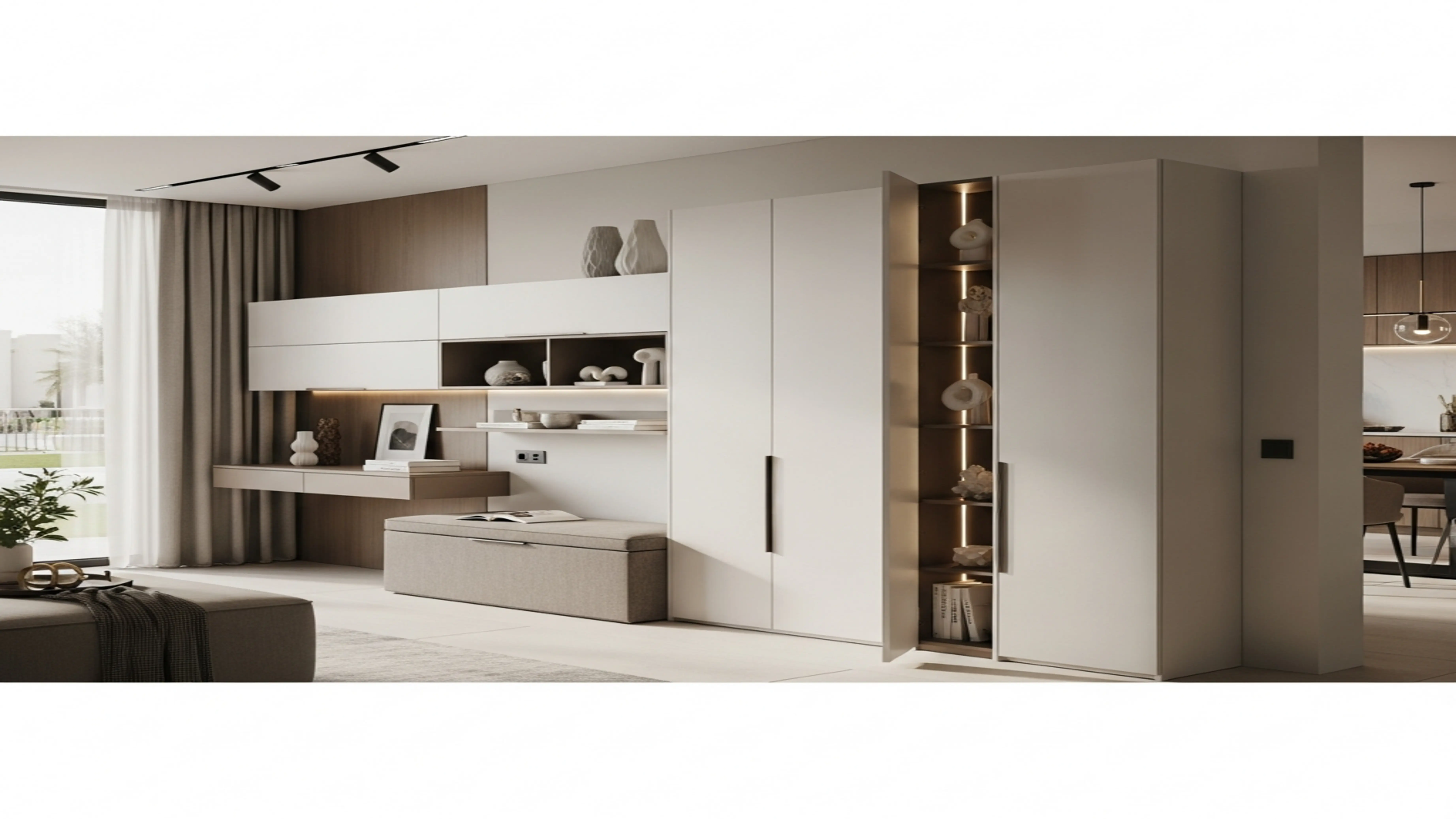Stylish smart storage solutions for UAE homes in 2026, showcasing modern organization.